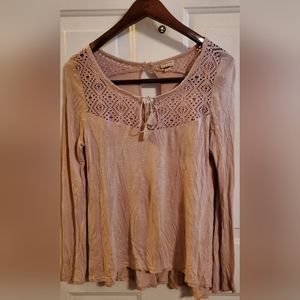 Camp Juby Peasant Style Blouse with Lace inset, Women's size medium